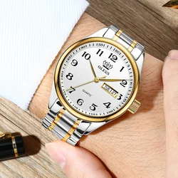 OLEVS reloj analógico de acero inoxidable para hombre, nuevo accesorio de pulsera de cuarzo resistente al agua con calendario, complemento masculino clásico de estilo informal a la moda, ideal para regalo, 2022