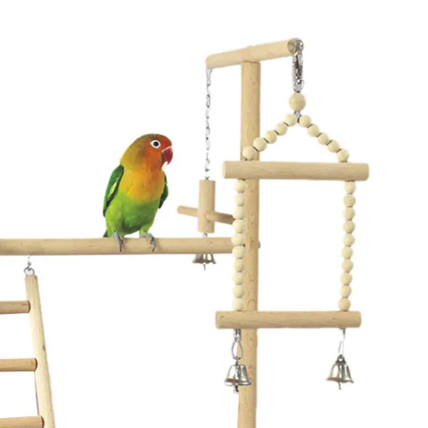 LBER Parrot игровой стенд с чашкой игрушки лоток птица качели скалолазание подвесная лестница мост дерево Cockatiel игровая площадка птичьи Перки 53x23