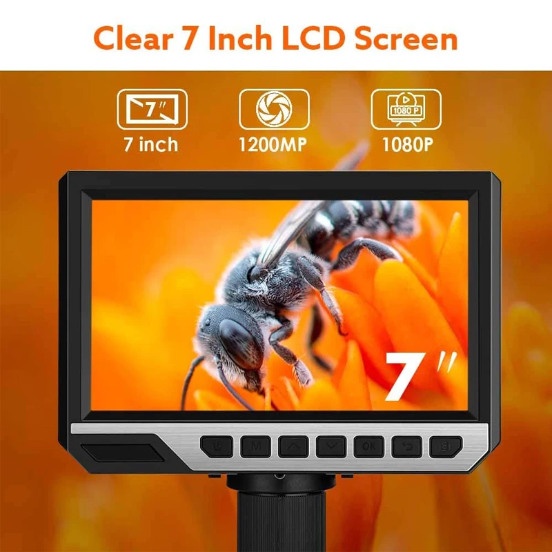 7 LCD 디지털 현미경 듀얼 렌즈 2000X 현미경 12MP HD 카메라 동전 PCB 회로에 대 한 USB 전자 산업 돋보기