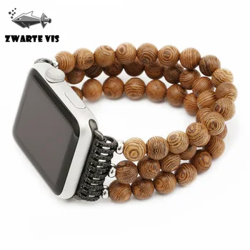 

Strap bracelet for Apple watch 38/40mm 42/44mm wooden bead strap band for iWatch 5 4 3 2 1 watchband bracelet women men Strap