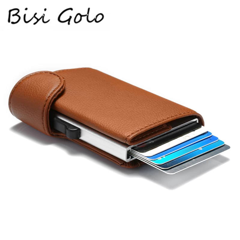 

BISI GORO RFID Blocking Wallet Aluminum Box Card Holder Vintage 2019 New Pop Up Card Case Protector Safety Men and Women ID Case