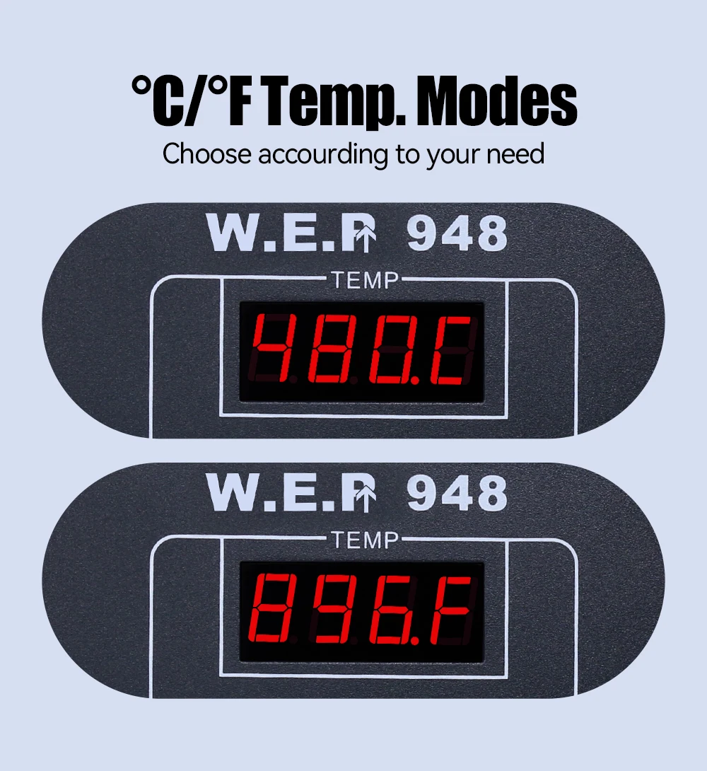 WEP 948 Suction Tin Gun Desoldering Station 90W with Auto Shutoff, Variable Precise Temperature ºC/°F display, Sleep electric soldering iron kit