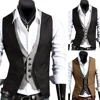 Men Formal Waistcoat Vest Business Solid Color Single Button Vest gilet Fake Two-pieces V Neck Casual S-lim chalecos para hombre 3