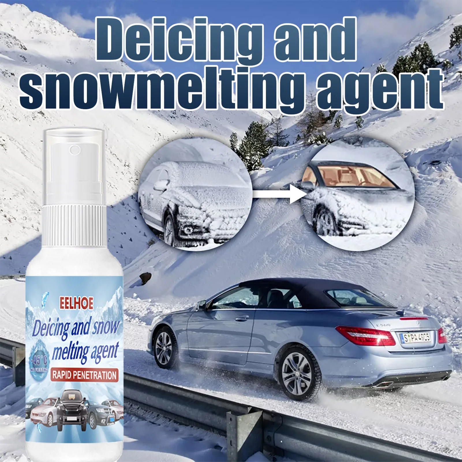 Anti-Schnee-Spray, Auto-Windschutzscheiben-Enteisungsspray,  Schneeschmelzspray für Auto-Windschutzscheibe, Auftauen Anti-Frost-Spray- Enteisungsspray