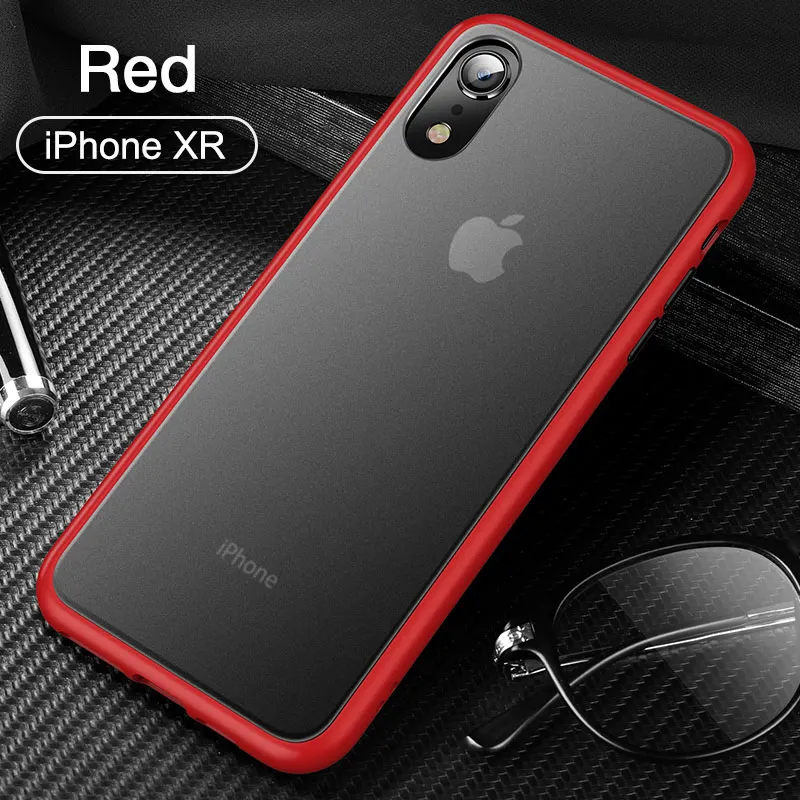 CAFELE Новейший цветной чехол для iphone Xr силиконовый+ PC полупрозрачный чехол для iphone Xr - Цвет: Red