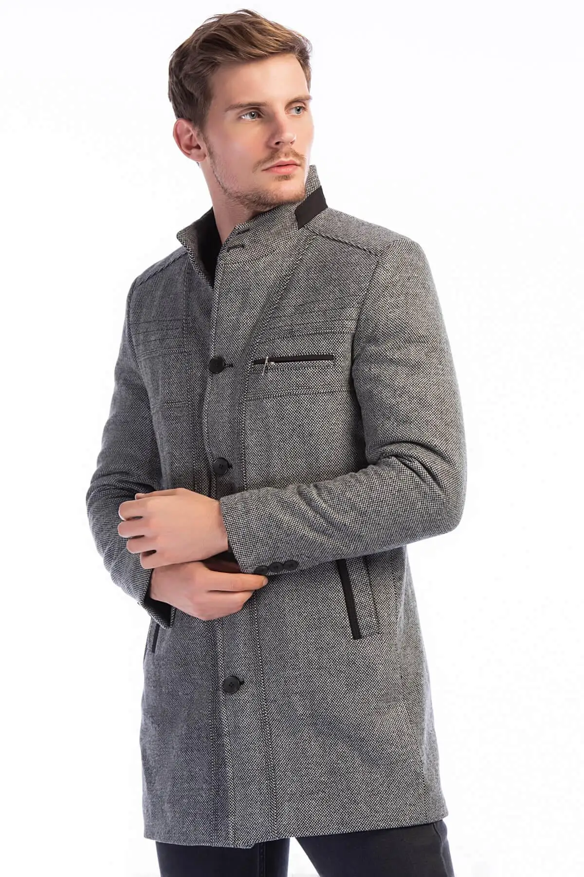 Dewberry мужской узор серый Overcoat-1020001P8356. | Мужская одежда