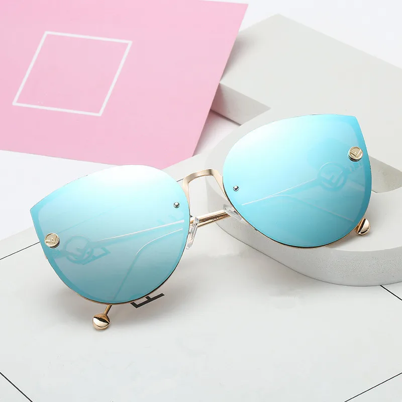 Fashion Big Box Women Sunglasses Driver Goggles New Cat Eye Sunglasses Women's Ocean Glasses Sunglasses Sexy Women Fashion - Название цвета: Ice Bue