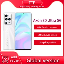 الإصدار العالمي للهاتف المحمول ZTE Axon 30 Ultra 5G 8GB 128GB Snapdragon 888 Octa Core 65W شحن سريع 144Hz شاشة منحنية مرنة