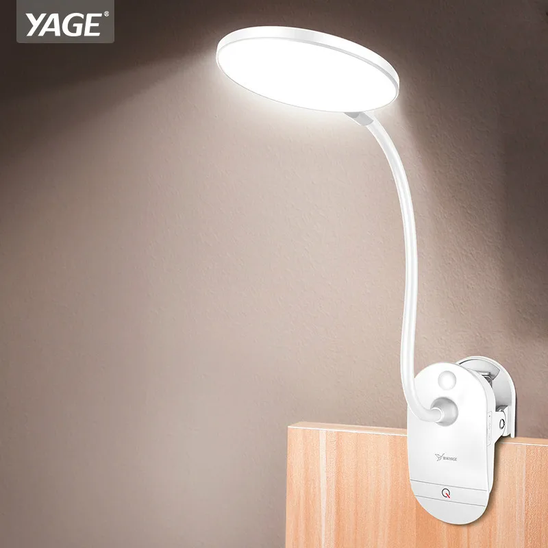 

YAGE Gooseneck Wireless Table Lamp 18650 Rechargeable Led Desk Lamp Clip Touch Study Lamps Table Desktop USB 3 Modes Table Light