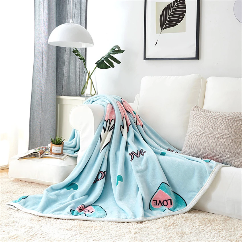 Soft Warm Coral Fleece Flannel Blankets For Beds Mink Throw Solid Color Sofa Cover Bedspread Winter Plaid Blankets - Color: N