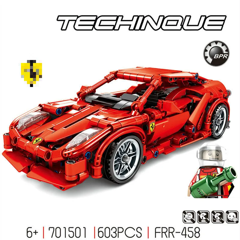 

NEW 603PCS Legoed Technic Super Racing Car FRR-458 Model Building Blocks Bricks DIY Boys Toys Birthday Gifts