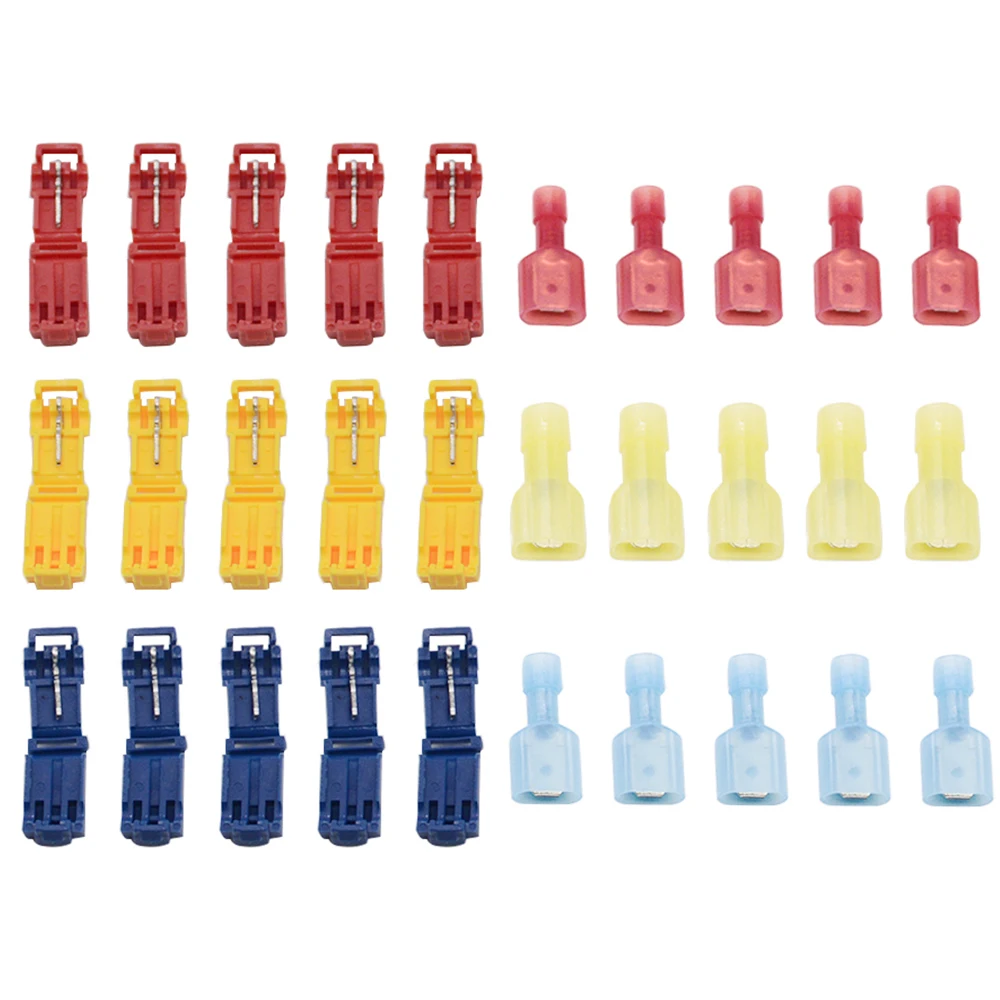 

5 pairs T Quick Splice Crimp Terminal Wire Convenient Connector Scotch Lock Quick Splice Electrical Car Audio T1 T2 T3