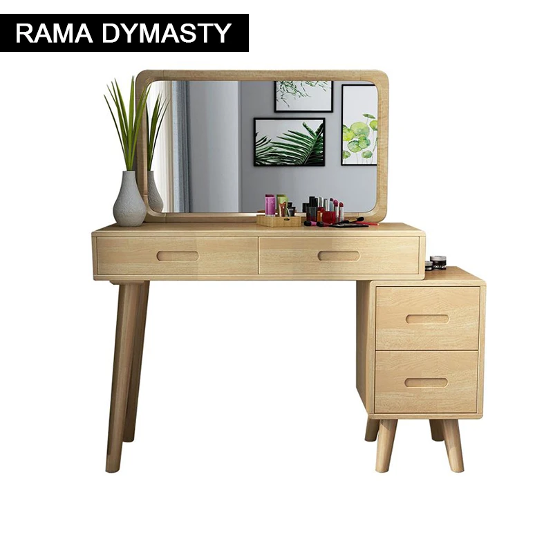 Modern Makeup Table with Mirror and stool Full Solid Wood Dressing