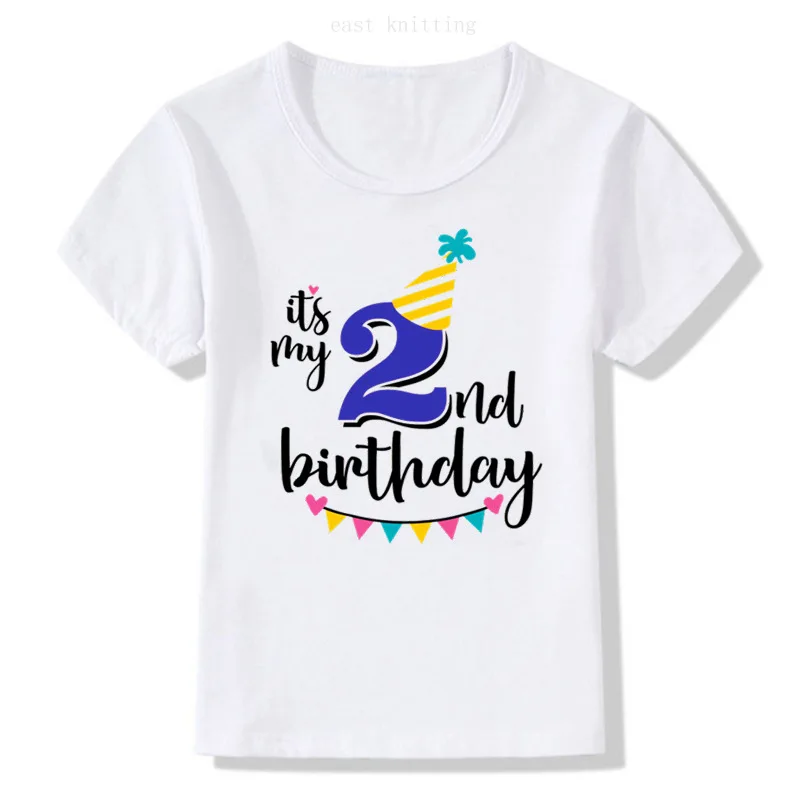 Новые детские летние футболки для дня рождения для мальчиков и девочек, футболка с короткими рукавами, Размер 1, 2, 3, 4, 5, 6, 7, 8, 9 лет, Детская праздничная одежда, футболки, топы - Цвет: CT5426