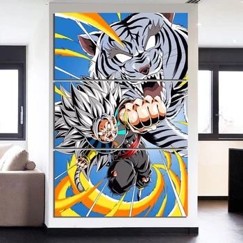 

3 Pieces Dragon Ball Goku Oil Painting Anime Poster Canvas Art Paints HD Wallpaper Living Room Decor Wall Art Stickers