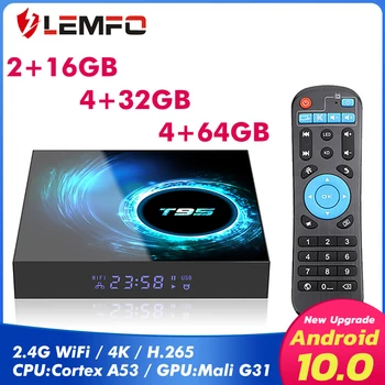

LEMFO 2020 Smart TV Box Android 9 4GB 64GB T95 Max Amlogic H6 Quad Core 6K HDR 2.4G+5G+Bluetooth4.0 Wifi Android TV Set Top Box