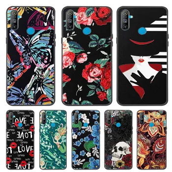 

For Oppo Realme C3 3 cameras Case 3D Emboss Black Silicone Phone Cover For OPPO Realme C2 Cases Soft TPU Relief Realme C1 Case