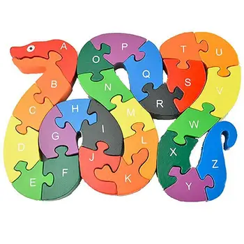

Alphanumeric Cognition Wooden Block Snake Puzzle Safe Children Building Brick Block Kids Intelligence Educational Jigsaw Puzzle