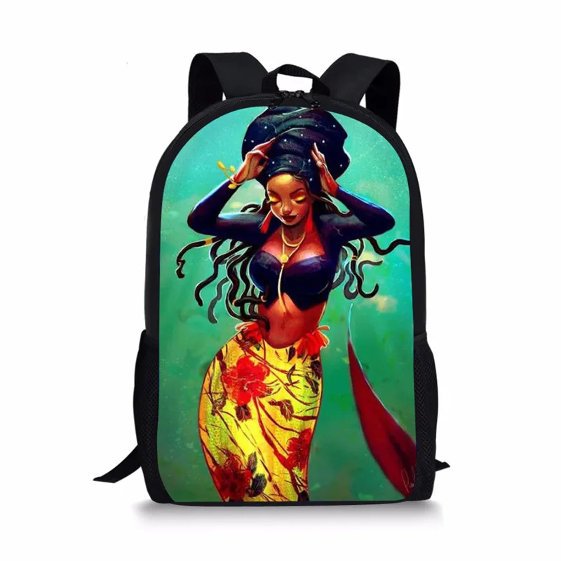 NOISYDESIGNS African Backpack Cartoon African Black Girls Print School Bag Kids Cute Book Bag Teenager Girls Schoolbags Mochila - Цвет: Z4936C