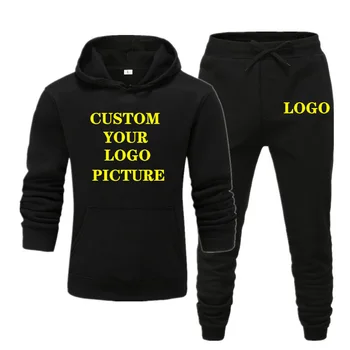 

2020 New brand male tracksuit autumn winter jogging sports clothes fahion printed hoodies pants set custom your logo image