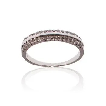

925 sterling silver ring in rhodium double band zirconia