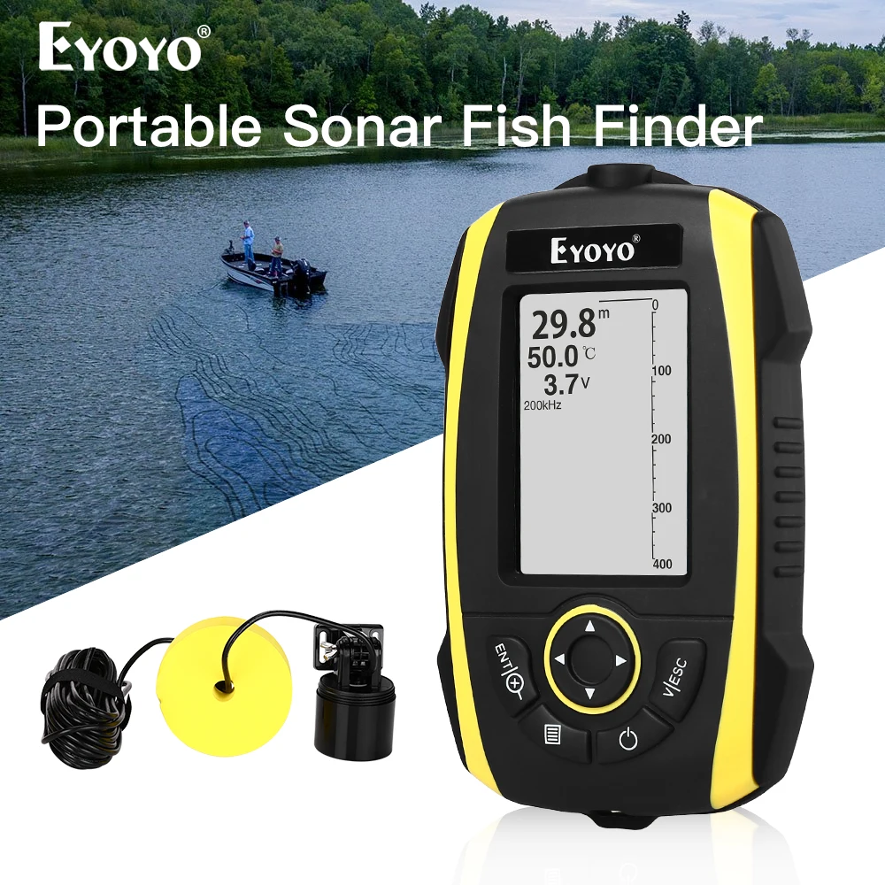 

Eyoyo E4 Portable Fish Finder 0.6-72m Sonar LCD Echo Sounders Fishfinder Echo sounder for fishing deeper smart sonar chirp