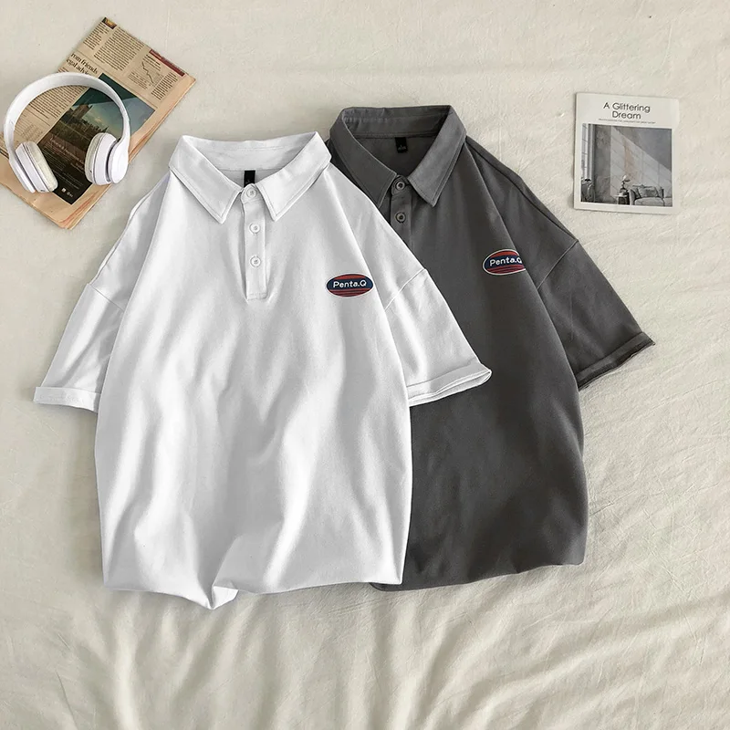 T-shirts Men's Short Sleeves Popular Logo Hong Kong Style Loose Top South Korean Version Trend Five Minute Sleeve | Мужская одежда