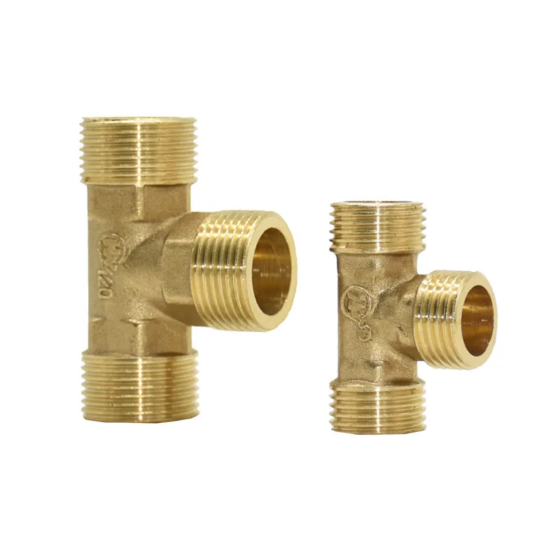 Male 1/2 3/4 Plumbing T type Connector Brass G1/2 G3/4 tee Water Splitter Threaded connector Pipe Fittings 1Pcs