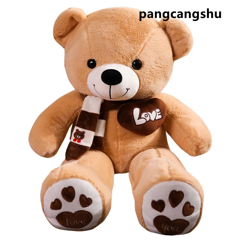 Pangcangshu Quality 4 Colors Teddy Bear With Scarf Stuffed Animals Bear Plush Toys Doll Pillow Kids Lovers Birthday Baby Gift