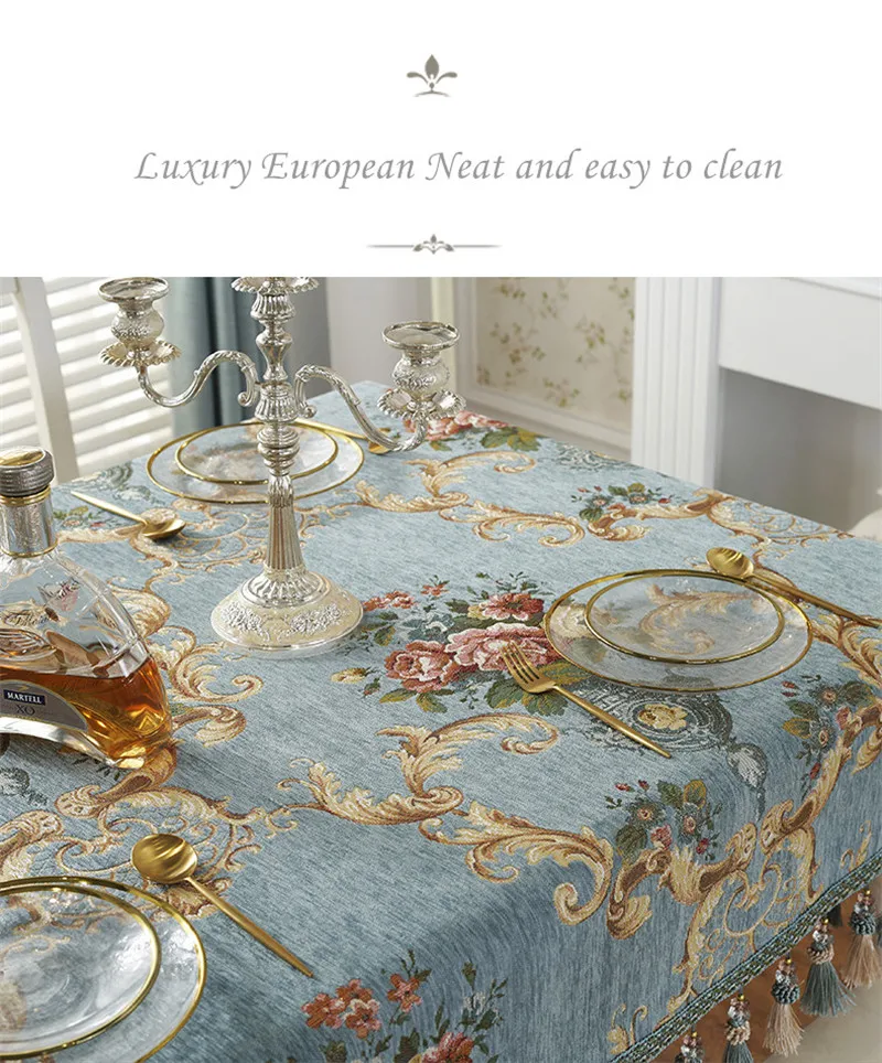 ZHUO MO European Chenille Table Cloth Thicken luxury Tablecloths Household Rectangular Cover Cloth Dustproof Custom decoration