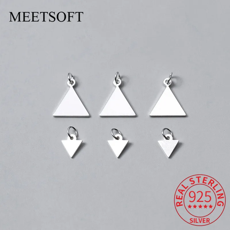 

MEETSOFT 2pcs/lot 925 Sterling Silver Geometric triangle DIY Making Finding Handmade Necklace Decoration Bracelet Accessory