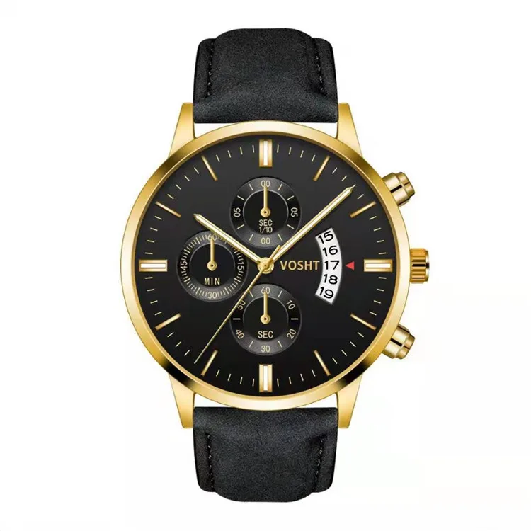 Мужские часы, Relogio Masculino, простой спортивный чехол из нержавеющей стали, кожаный ремешок, часы, кварцевые, деловые наручные часы, Reloj Hombre - Цвет: E