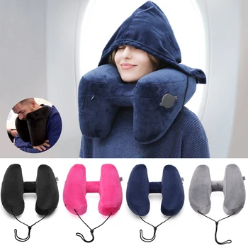 

H Shaped Pillow Hat Set Travel Memory Foam Latex Pillows Neck Protection Massage Orthopedic Pillows Airplane Car Seat Pillows