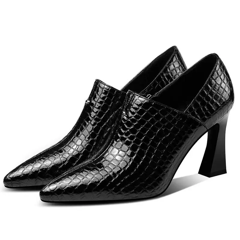 as picture ALLBITEFO/Высококачественная обувь из натуральной кожи на высоком каблуке; Офисная Женская обувь; сезон весна-осень; женские туфли на высоком каблуке с острым носком - Цвет: as picture