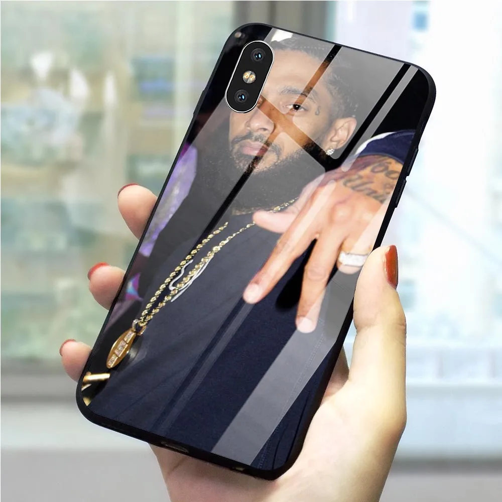 

Slim Rapper Nipsey Hussle Tempered Glass Phone Cover for iPhone 6 Plus Case 7 XR X 8 5 6S 5S SE Xs Max Covers Skin