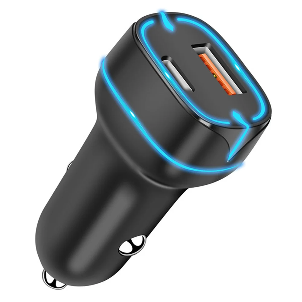52.5W QC3.0 Car Fast Charger Adapter USB Type C Dual Ports for iPhone13 12 Pro Max iPad Macbook Samsung S22 Xiaomi Realme | Мобильные