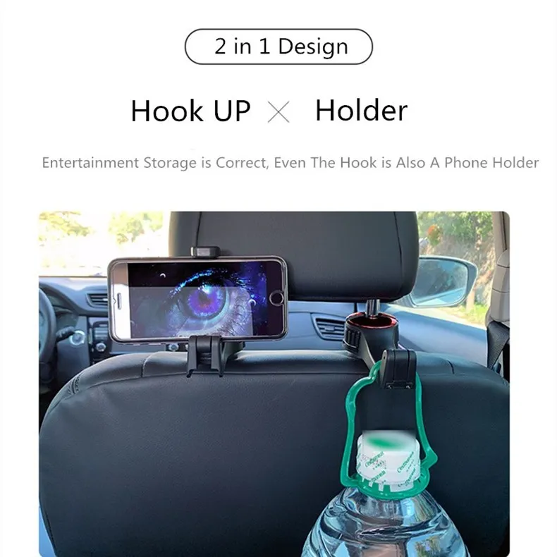 YKSKR Adjustable Car Headrest Hooks Mobile Stand  Car Phone Holder Fastener Seat Back Hanger Clips For Bag Handbag Houseware cell phone holder for desk