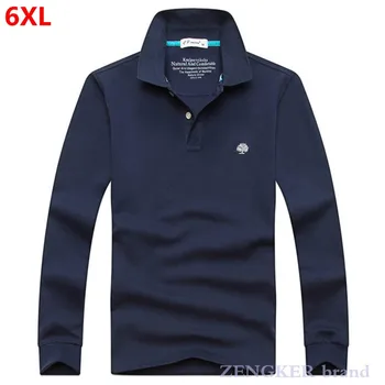 

Autumn big yards clothing oversized man Paul shirt lapel solid color long-sleeved t-shirt men POLO oversized t shirt