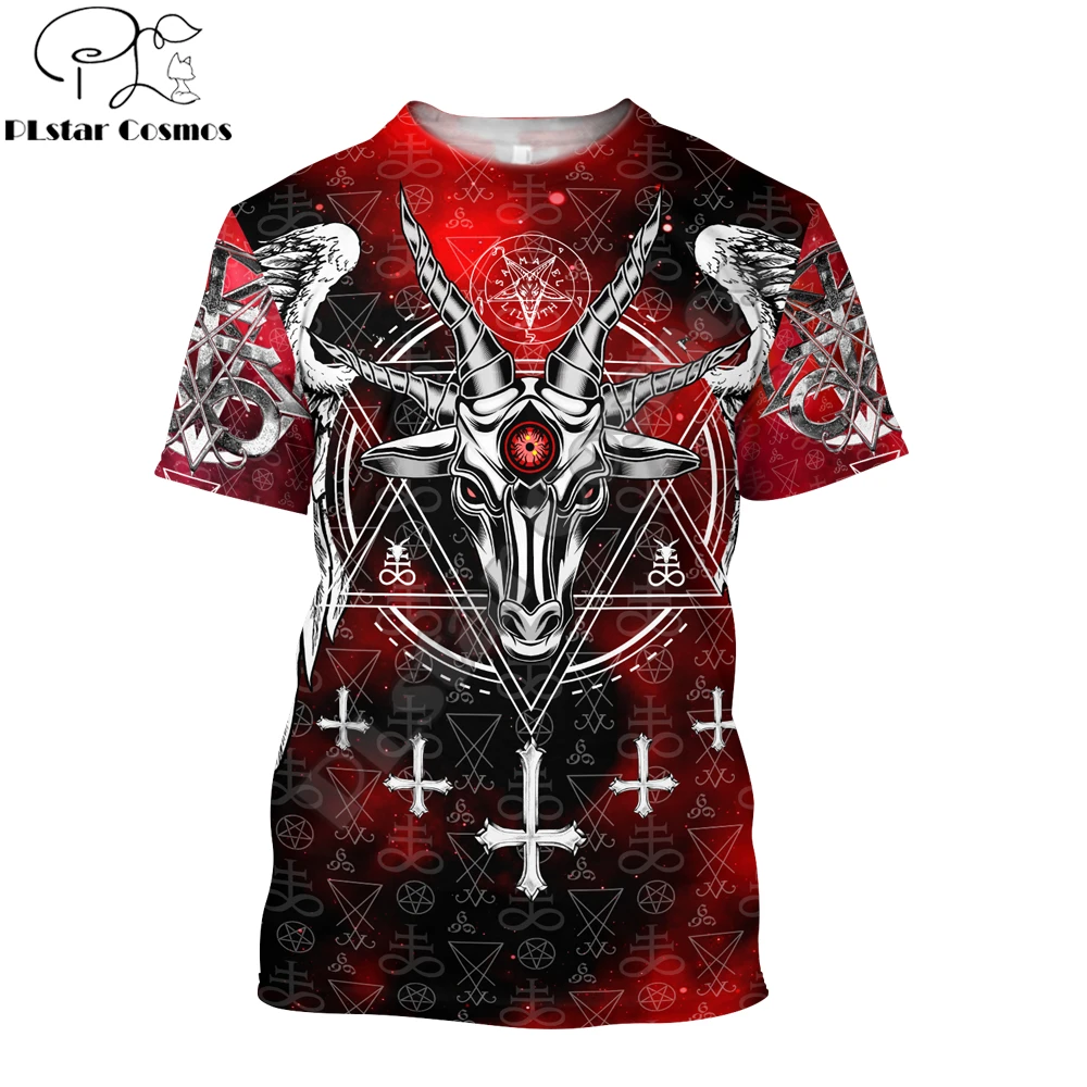 Bastante Cortar Cielo Camiseta con estampado 3D de tatuaje de diablo satánico para hombre, remera  moderna de manga corta Harajuku, color rojo, tops Unisex de verano, TX  10|Camisetas| - AliExpress