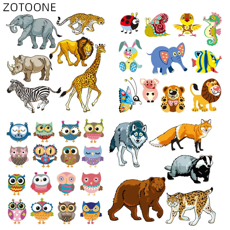ZOTOONE Мультяшные животные Набор нашивок для одежды нашивки детей утюжок на сове
