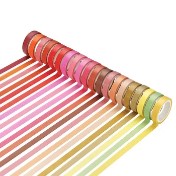 

60 Pcs/Set DIY Kawaii Basic Solid Color Decorative Washi Tape Cute Slim Rainbow Adhesive Masking Tape For Scrapbooking Sticker
