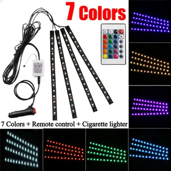 

4 Pcs Led string light DC 12V RGB neon light 5050 SMD lights waterproof for Car Decoration 180 degree wide angle irradiation