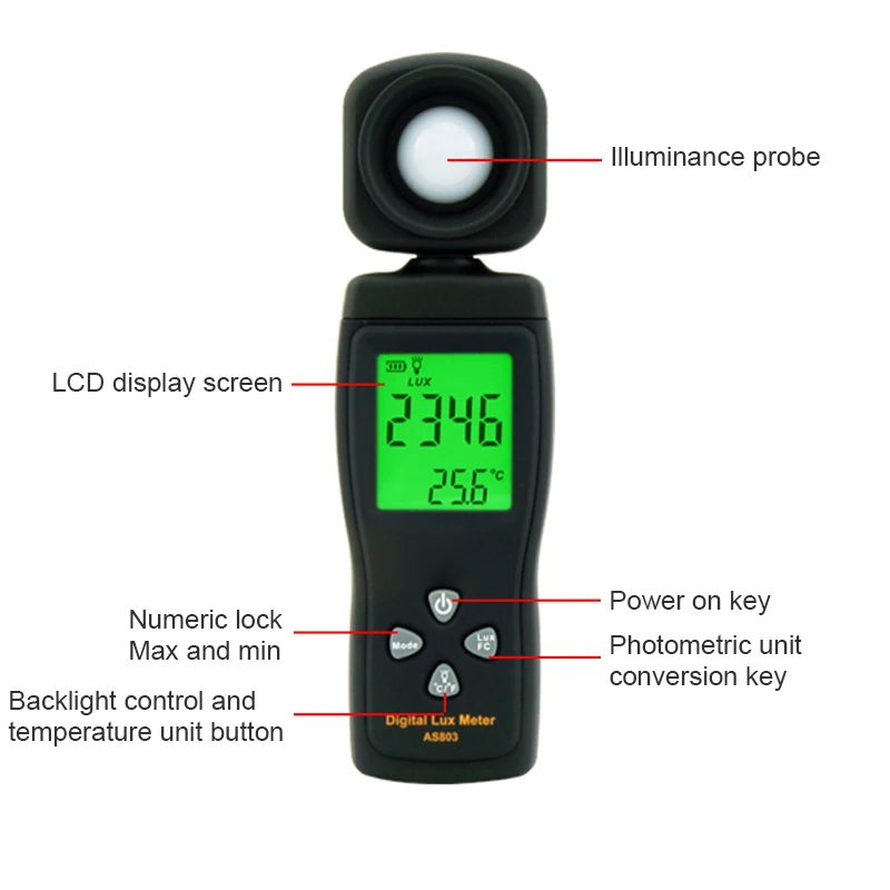 

Mini LCD Display Digital Luxmeter Light Meter Photography Mini Spectrometer Actinometer Brightness Test Tool New Arrival