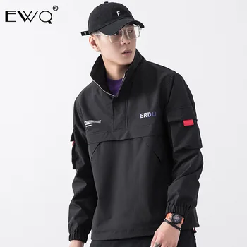 

EWQ / Men's Wear Pullover Jacket For Male 2020 Spring Fahion New Zipper Coat With Pockets Tide Letter Printting Tops Loose Y0084