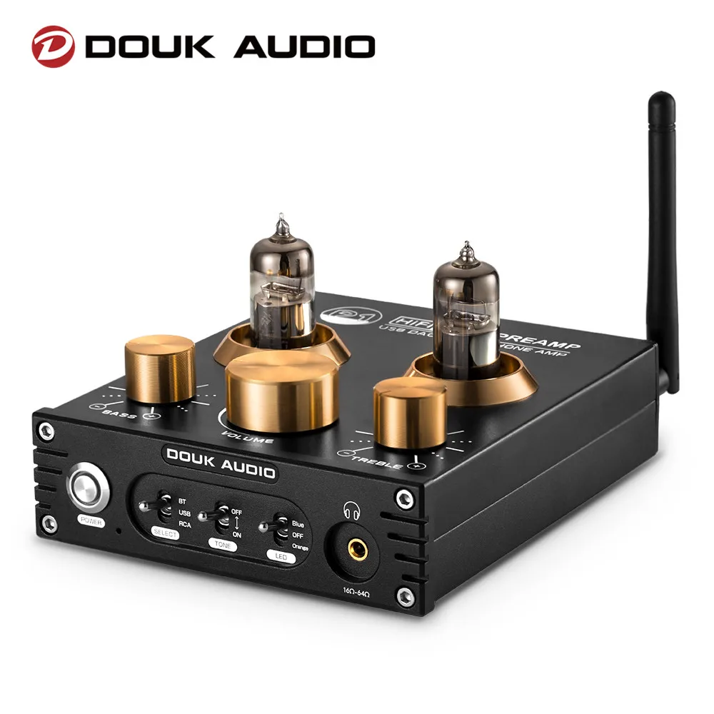 Douk áudio p1 tubo de vácuo alta fidelidade preamp bluetooth 5.0 receptor áudio usb dac fone ouvido amp aptx