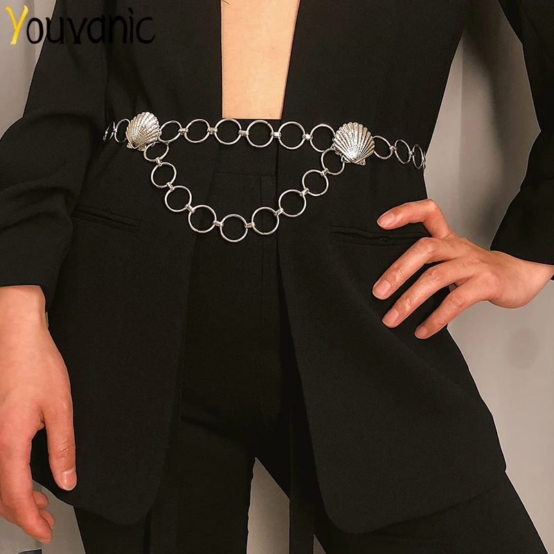 

Youvanic Summer Boho Shell Circle Metal Waist Belt Chain Dress Accessories Women Bikini Gold Belly Chain Beach Body Jewelry 0462