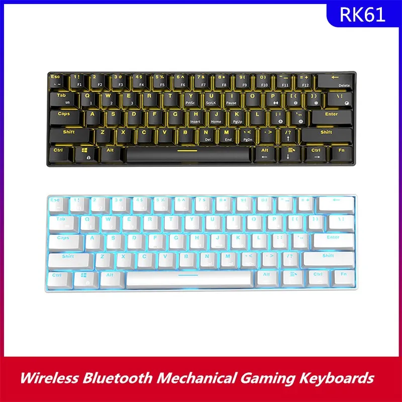 Механическая Беспроводная игровая клавиатура RK61 с Bluetooth тонкая 61 клавишная RGB