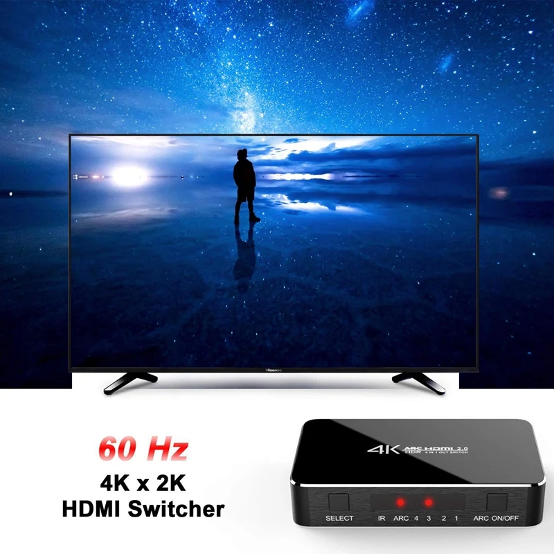 HDMI коммутатор 2 0 4K HDR 4 в 1 выход с аудио экстрактором 3 5 разъем волоконно