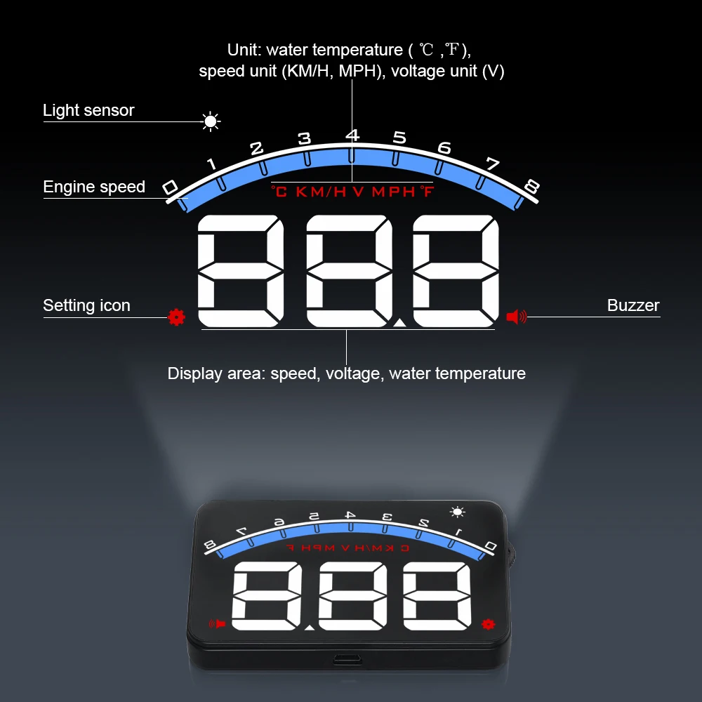Автомобильный проектор OBD2 HUD цифровой дисплей с диагональю 3 5 дюйма скорость