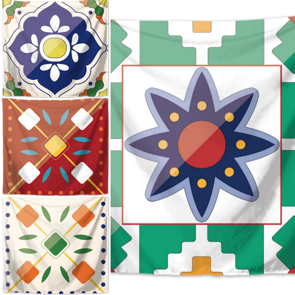 LycheeColorful Geometry Series Printed Wall Hanging Tapestry Polyester Blanket Art Wall Carpet Home Decorative Tapestry